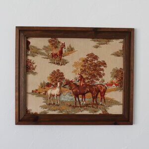 Vintage 3D Padded Fabric Horses Wall Art, Equestrian or Western Home Decor
